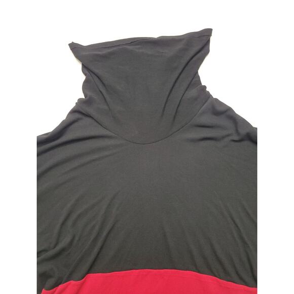Karen Kane NWT 4L43176 Red/Black Contrast Cowl Neck Stretch Knit Tunic Sweater - Picture 5 of 13